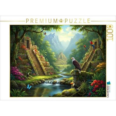 CALVENDO Puzzle Südamerikanischer Dschungel mit Vögeln und Inka Tempeln | 1000 Teile Lege-Größe 64x48cm Foto-Puzzle für glückliche Stunden