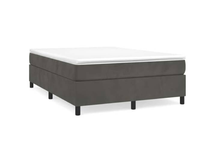 PUGYNBK Boxspringbett, 140 x 190 cm, mit Samtmatratze, Dunkelgrau Taschenfedern, mittelharte Unterstützung, Sperrholzlatten, weicher Hautschutz