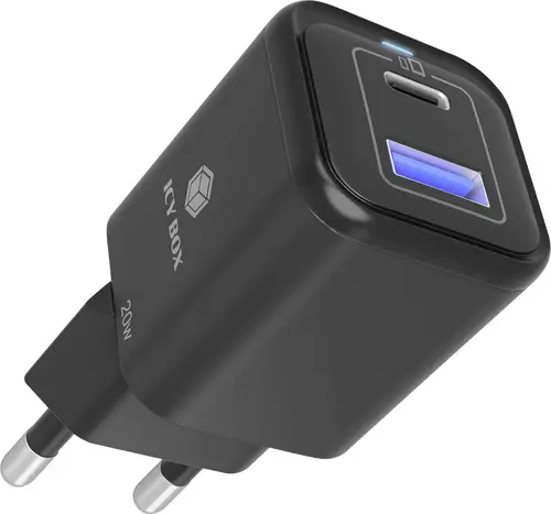 ICY BOX Wandladegerät mit 20W USB-C Adapter 20W Schwarz