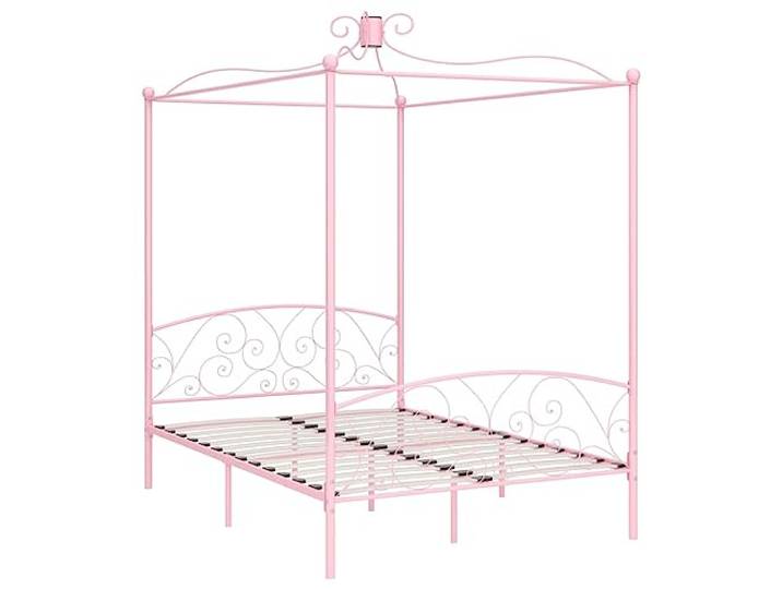 vidaXL Himmelbett Bettgestell Bett Doppelbett Metallbett Bettrahmen Lattenrost Schlafzimmerbett Schlafzimmermöbel Ehebett Rosa Metall 140x200cm