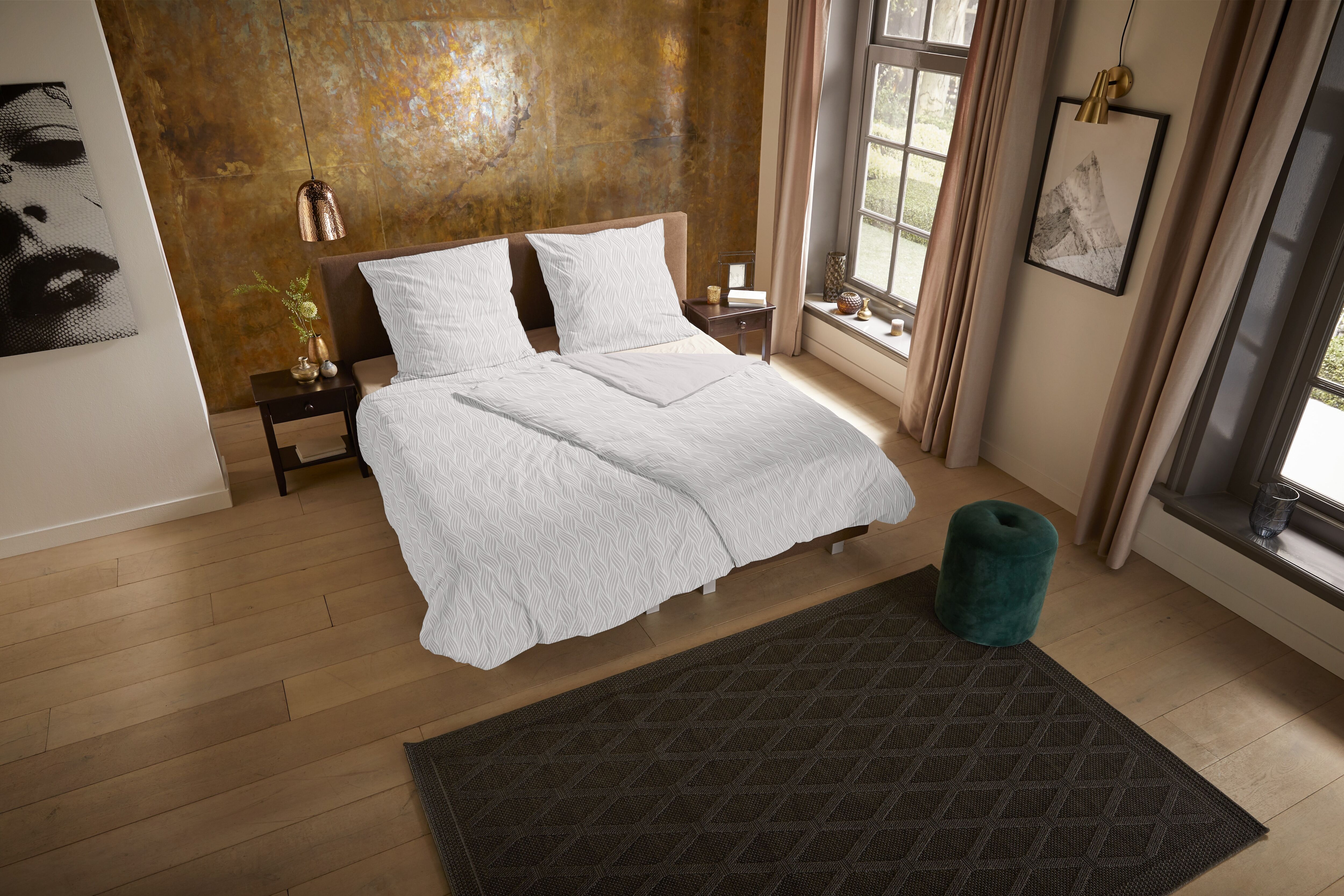 Wendebettwäsche "Noordwijk", weiß (hell sand), B/L: 155cm x 220cm, 1 Stk., 1 Stk., Microfaser, B/L: 80cm x 80cm, 2, Microfaser, Obermaterial: 100% Polyester, PURE LUXURY COLLECTION, Bettwäsche, Wendebettwäsche, Mikrofaser, Pflegeleicht, Reißverschluss, We