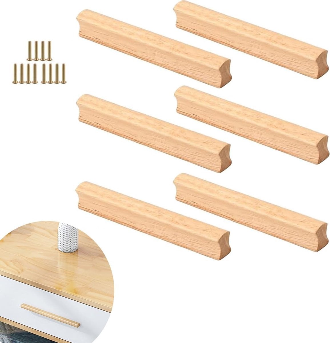 MTTProducts Houten Meubelgrepen - 6 stuks - 160 mm - Voor keuken en badkamer