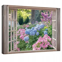 LEINWANDBILD Fenster Blumen Natur Modern Wohnzimmer 60x40