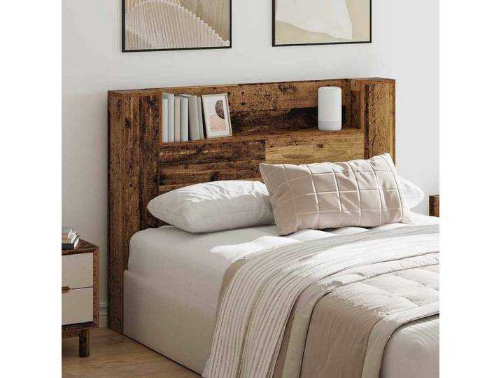 vidaXL Kopfteil vidaXL Stauraum Kopfteil mit LED Altholz Holzwerkstoff