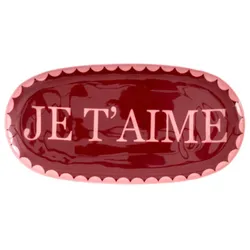 RICE Metall-Tablett Oval JE T'AIME, 23 x 11 x 1,5 cm