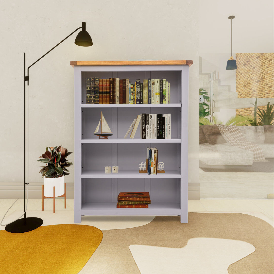 Three Posts Venice 120cm H Standard Bookcase Grey (4 Shelves) 120cm H x 89cm W x 25cm D
