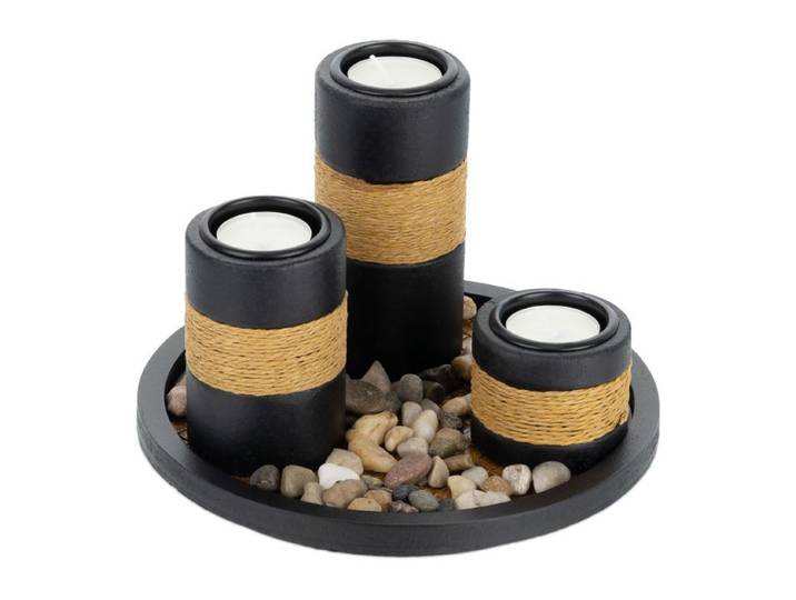 Relaxdays Waxinelichthouders met dienblad