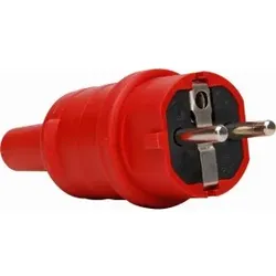 Kopp 170012049 TPE-Schutzkontakt-Stecker, mit Knickschutz, Schutzart IP20, Farbe: rot  - 10 Stück