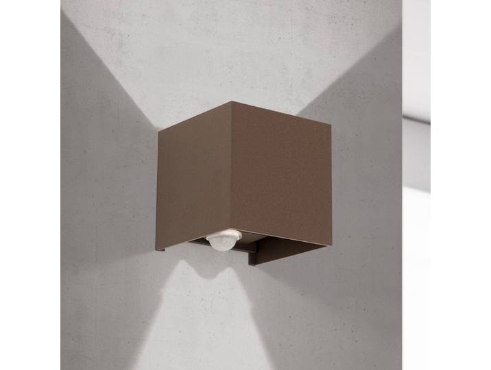 ORION Außenwandleuchte mit Bewegungsmelder Cube-S, braun / rost, Aluminium, Modern, Wandlampe