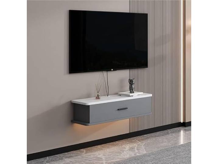 tv schrank Schwimmender TV-Ständer zur Wandmontage, schwebender TV-Ständer Entertainment-Center mit Stauraum for Schlafzimmer und Wohnzimmer