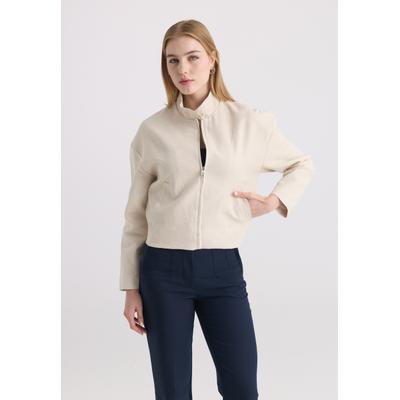 Blouson FELIX HARDY "Jacke aus Baumwoll-Leinen-Mix", Damen, Gr. L, beige, 90% Baumwolle, 10% Leinen, Jacken Blouson