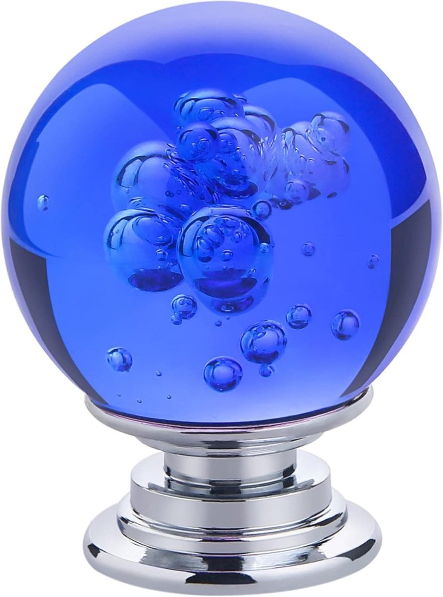 Koningsblauwe Kristallen Kastknoppen met Glazen Ladehandgrepen en 3 Schroefmaten - Diameter: 30 mm