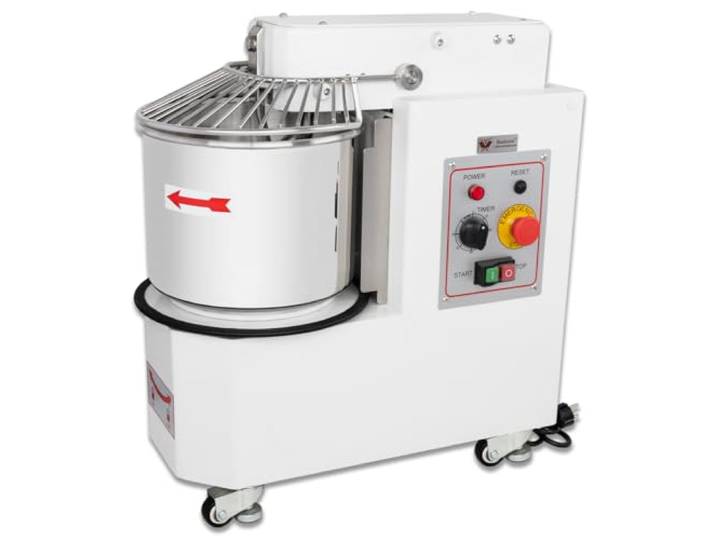 Beeketal 'BTK10' Profi Teigknetmaschine 10l auf Rollen, mit Spiralkneter und rotierender Schüssel (Knethaken 156 U/min, Schüssel 18 U/min), 10l Gesamtvolumen für max. 4 kg Mehl