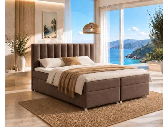 Best for Home Boxspringbett mit Bettkasten Trinity K-10 Bonellfederkern inkl. Topper 180x200 Braun