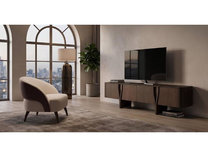 JVmoebel Polstergarnitur Wohnzimmer Set Sessel TV-Lowboard Modern Stabil Komfortabel Haptisch, (2-tlg), Made in Europa