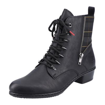 Schnürstiefelette RIEKER, Damen, Gr. 41, schwarz, Lederimitat, Schuhe Schnürstiefelette, mit modischen Ösen