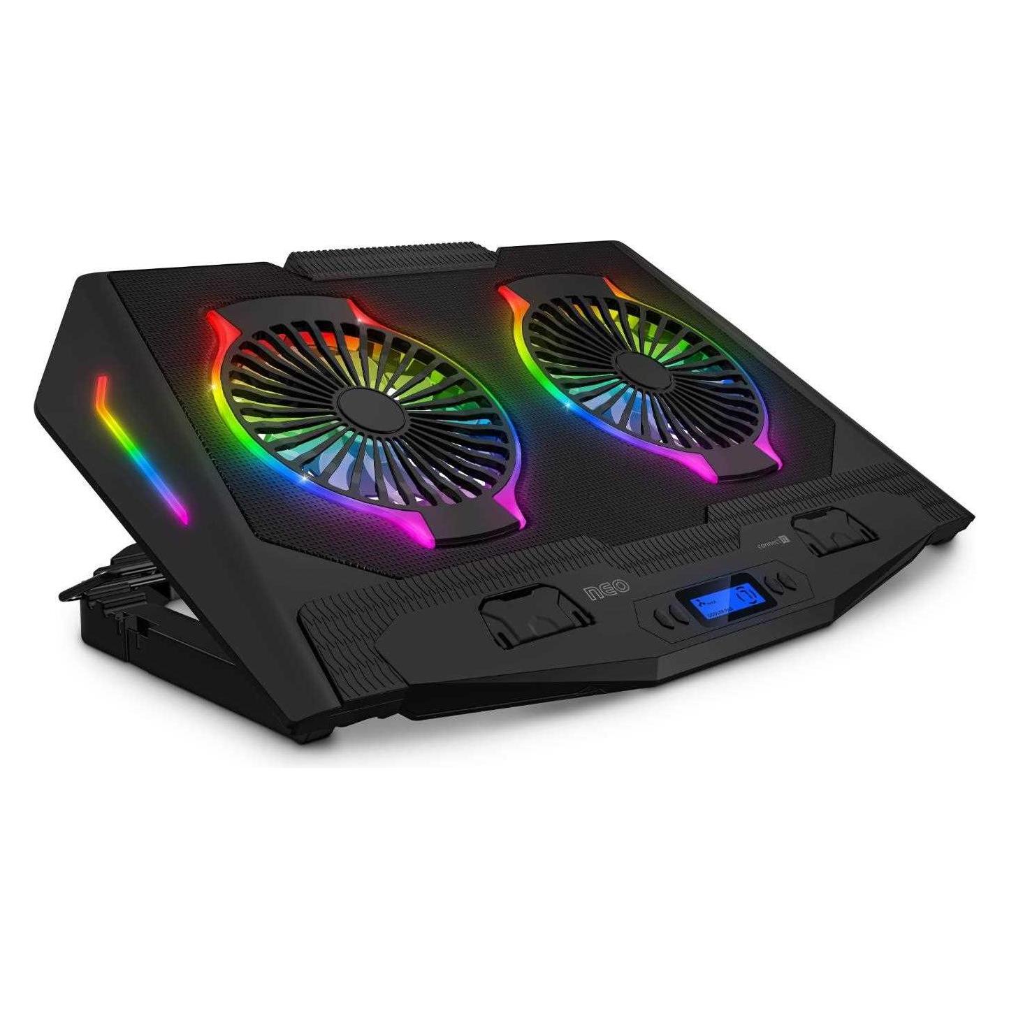 Connect IT NEO RGB podsvícení chladicí podložka pod notebook, ČERNÁ (CCP-3020-BK)