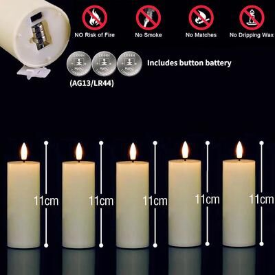 Uplift Treasures Bulk LED Flickering Flameless Pillar Candles 11cm 12pcs