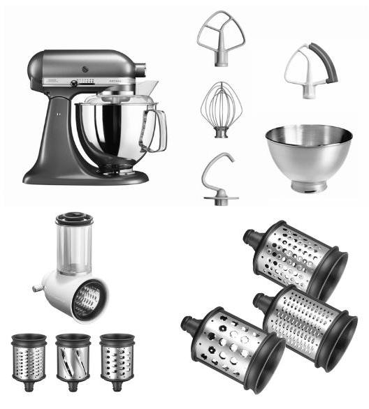 KitchenAid 5KSM175PS mit Gemüseschneider und 3 Zusatztrommeln