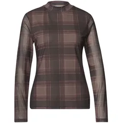 Street One Mesh-Shirt - Damen - Gr. 46 - braun/kariert