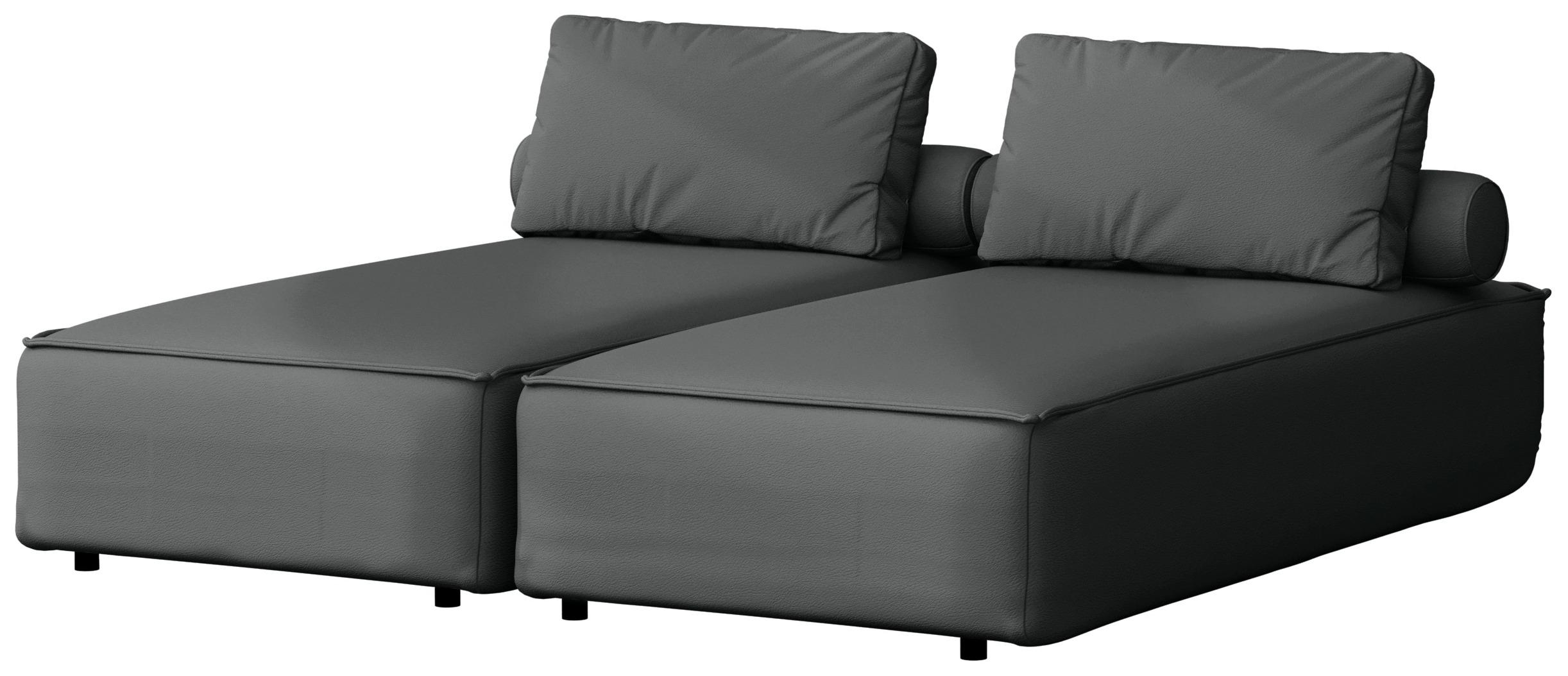 Gartenliege 2 Personen Outdoor - Chaiselongue Garten für Terrasse, Balkon & Wintergarten - Freistehendes Doppeliege - Pflegeleichter Kunstleder-Bezug - Lorento, EU - Dunkelgrau