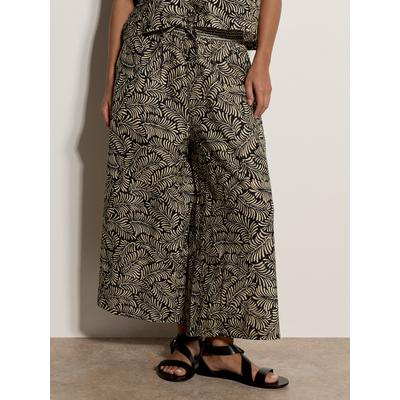 Culotte APRICOT "Culotte-Hose aus Baumwolle mit Blattmuster", Damen, Gr. L (40), N-Gr, schwarz, gewebt, Obermaterial: 100% Baumwolle CO., geblümt, Hosen Culotte, Elastischer Bund