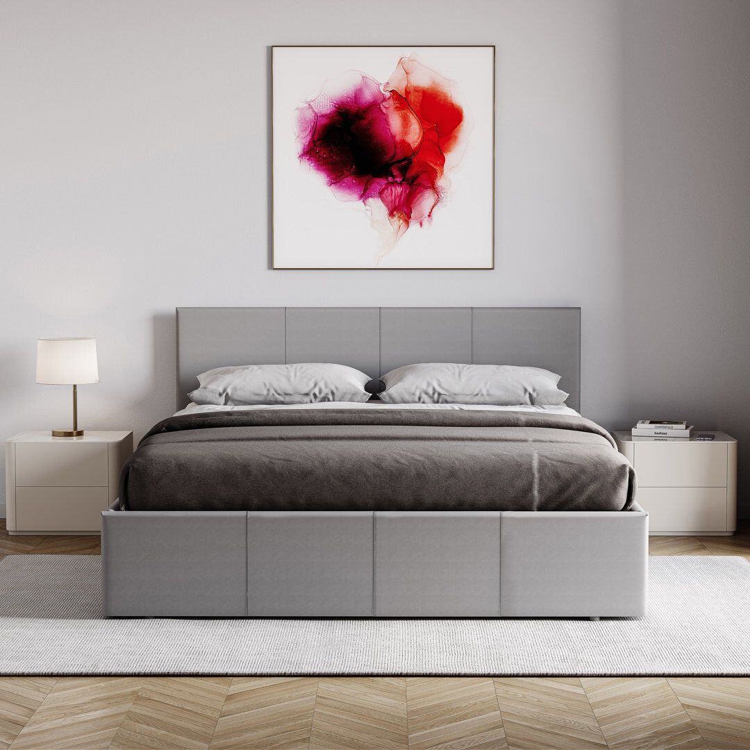Zipcode Design Wilna Upholstered Ottoman Bed, UKFR Certified Grey Double (4'6)