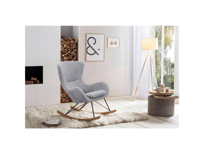 Livetastic Schaukelstuhl, Hellgrau, Metall, Esche, vollmassiv, 75x106x102 cm, Wohnzimmer, Sessel, Schaukelstühle