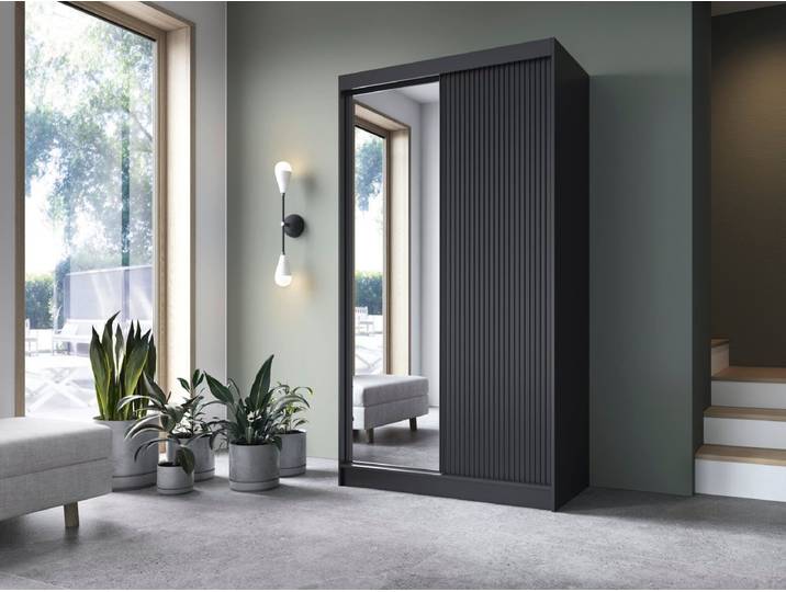 Designer Kleiderschrank Berina – Stilvoller Schiebetürenschrank in Weiß oder Schwarz mit optionalem Spiegel - Weiß - Ohne Spiegel - Luxusbetten24