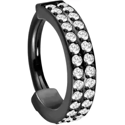 Titan Segmentring Clicker ZWEI EINGEFASSTE KRISTALLREIHEN