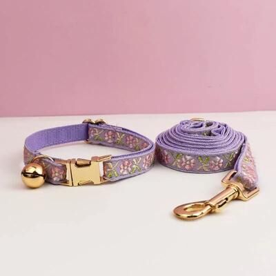 Uplift Essentials Premium Adjustable Metal Hardware Cat Collar & Leash Set style 1 s