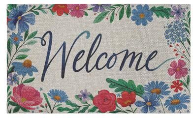 Stupell Cursive Welcome Hello Sisal Door Mat,18x30