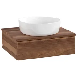 Villeroy und Boch Antao Waschtisch-Unterschrank L07112HM mit Beleuchtung mit Struktur, 60x19x50cm, Waschbeckenplattenfarbe warm walnut, warm walnut