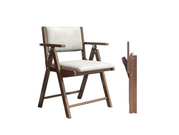 TBrephint Klappstuhl, Gepolsterter Klappstuhl aus Gummiholz ​​und PU-Leder Mehrfarbig: drinnen, draußen, Küche, Büro, Hochzeit, Party, Picknick(Walnut Color)
