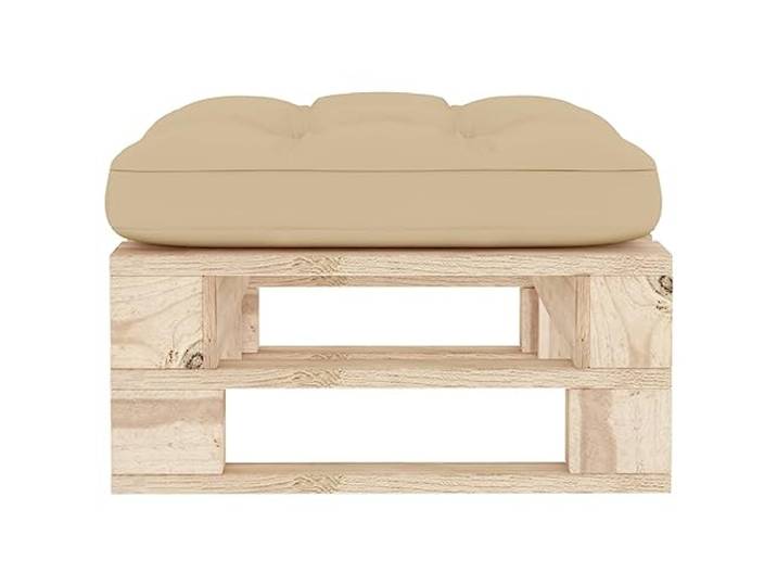 KTHLBRH Ottomane Palette, imprägniertes Kiefernholz, 60 x 60 x 25 cm, Beige Fußstütze für den Außenbereich, Kissen inklusive, Verwendung im Innen- und Außenbereich, Montage erforderlich
