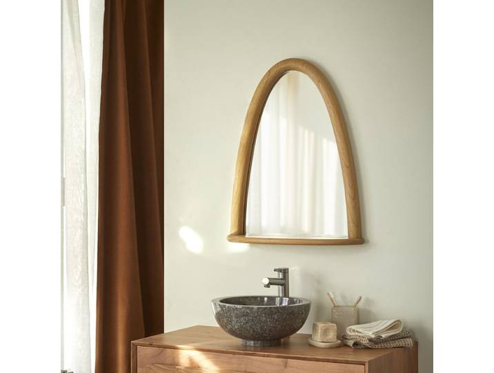 Badezimmerspiegel aus Mindiholz 68x55 cm - Lana - Natur