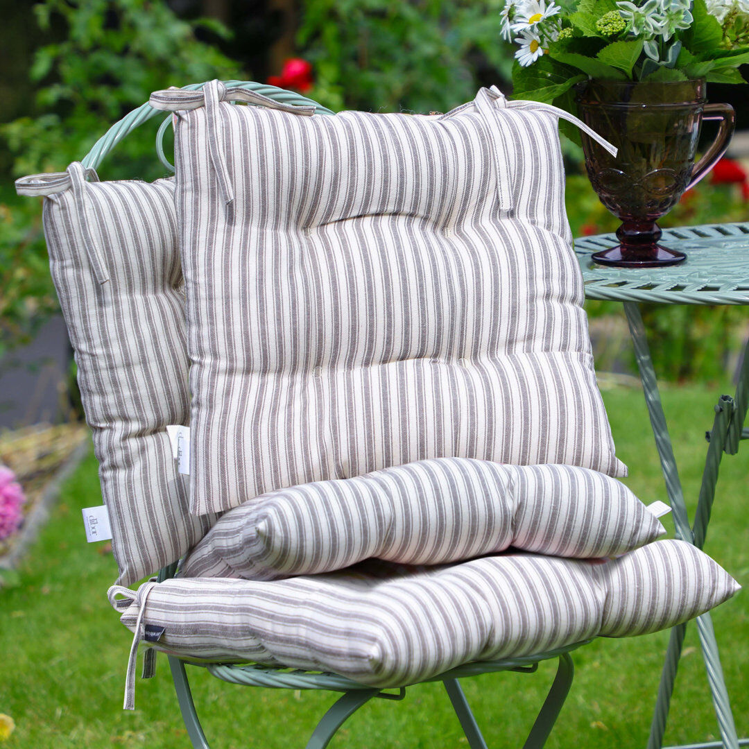 Lily Manor Stripe Outdoor Garden Furniture with Ties Seat Cushion Gray 400cm W