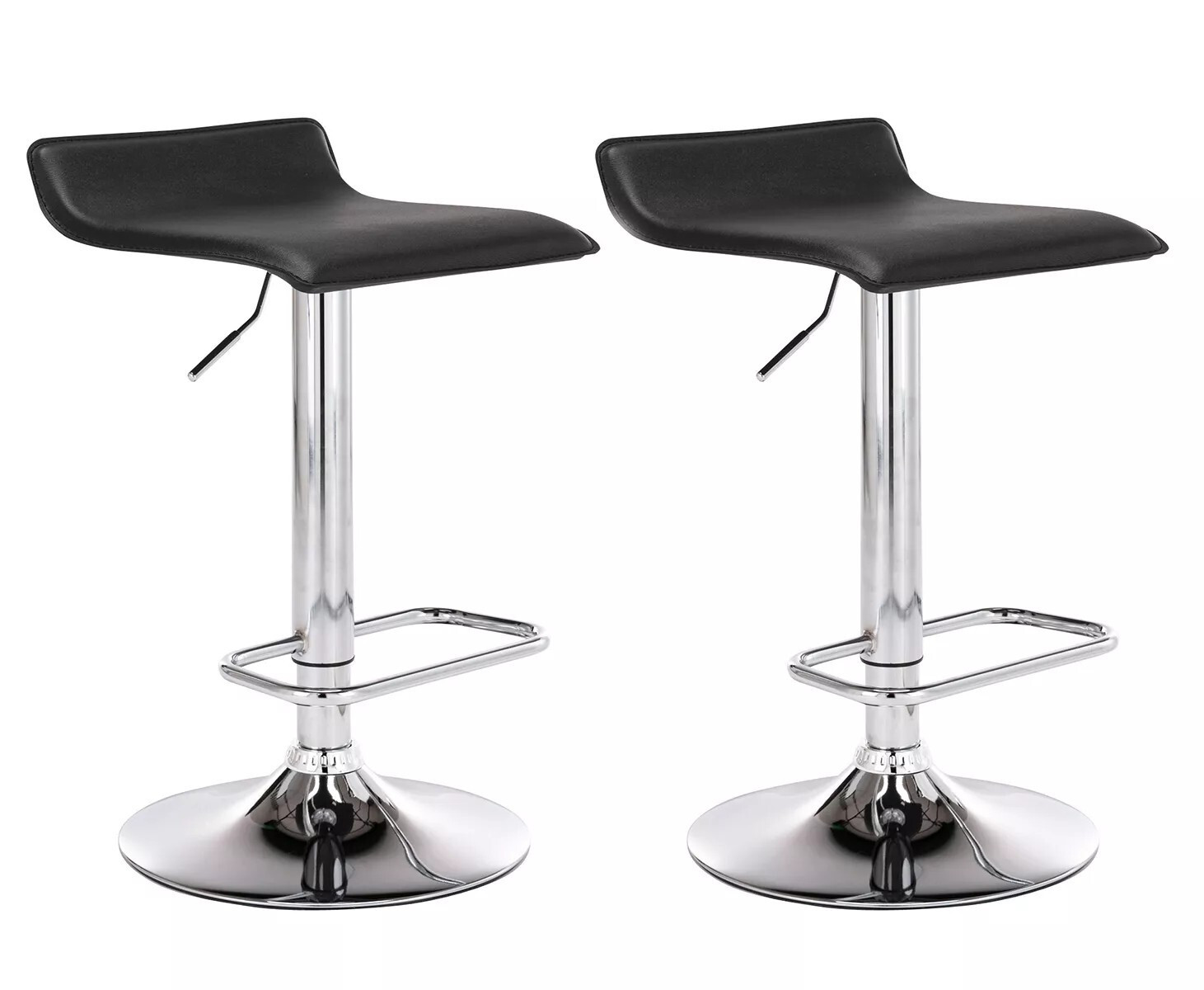 And OutdoorMatch Luxe barkruk Liselot Set van 2 – Zwart – Chroom – Kunstleer