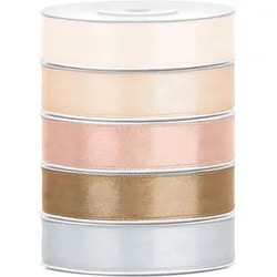 Satin Geschenkband 12mm 5 Farben je 25m lang creme elfenbein gold silber Schleifenband Geschenkverpackung Geburtstag Hochzeit Weihnachten