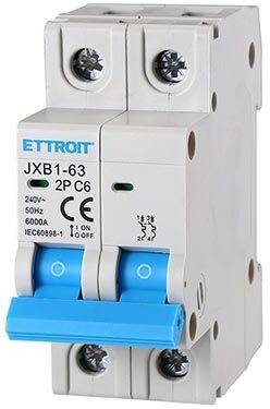 Ettroit Interruttore Magnetotermico 2p 6 A 6 Ka  Jx120660