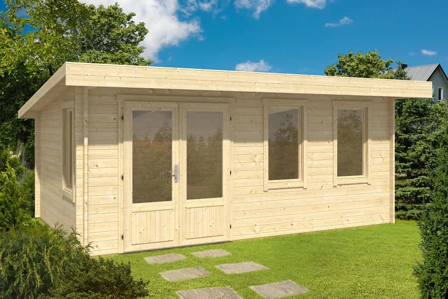 Lasita Maja Gartenhaus Baruda 53 ISO Gartenhaus aus Holz in Grau, Holzhaus mit 40 mm Wandstärke, Blockbohlenhaus mit Montagematerial