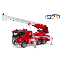 BRUDER - Scania Super 560R Feuerwehr mit Drehleiter, Wasserpumpe und Light + Sound-Modul