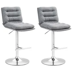 CLP 2er Set Barhocker Damar Stoff chrom   Farbe: grau, Gestell Farbe: chrom