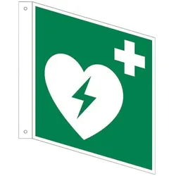 Marahrens Sicherheitskennzeichen »Automatisierter externer Defibrillator [E010]« Fahnensch mehrfarbig, 15x15 cm