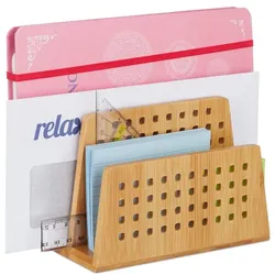 Relaxdays Dokumentenhalter Bambus 2 Fächer Hellbraun