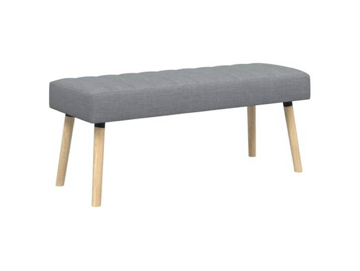 KTHLBRH Gesteppte Sitzbank in Kanalform, hellgrau, 110 x 40 x 46 cm Stoff aus 100 % Polyester, Gestell aus technischem Holz, Beine aus massivem Hevea-Holz, maximales Gewicht 110 kg