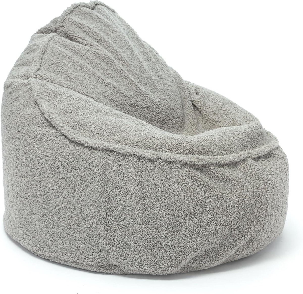 Grijs Zitzak Bouclé Poef Stoel met Afneembare Overtrek - 95 x 95 cm