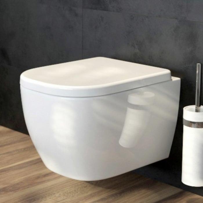 OLTENS Vernal Tiefspül-Wand-WC PureRim 34,5 x 50 cm, Set mit WC-Sitz