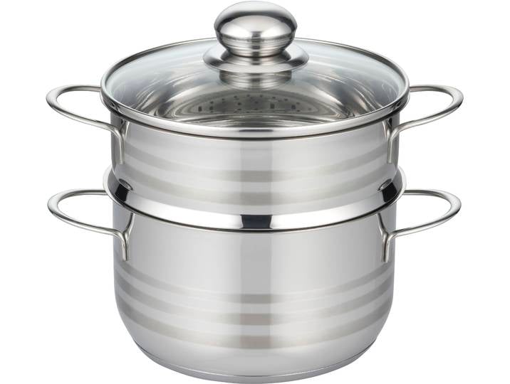 Dampfgartopf ELO BASIC Brillant , silber (silberfarben), Ø:18cm, Töpfe, Dampfgartopf, Glasdeckel, Induktion
