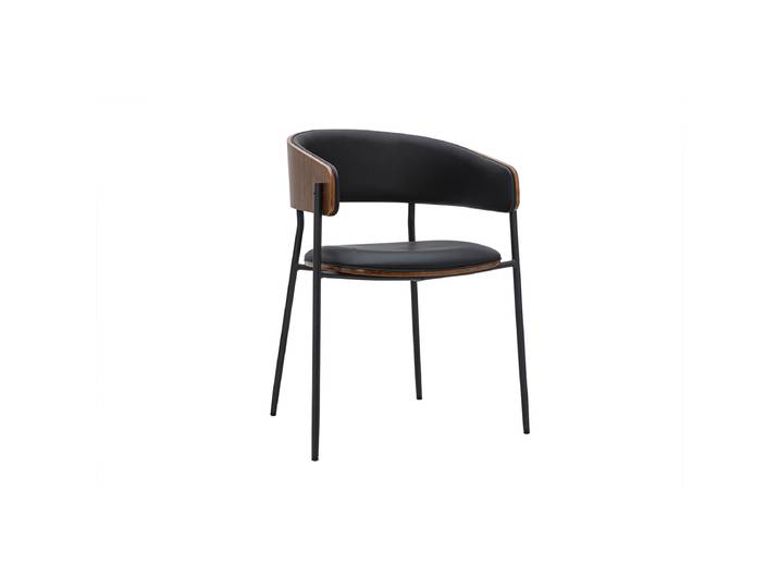 Chaise design noire et bois foncé noyer DANTE